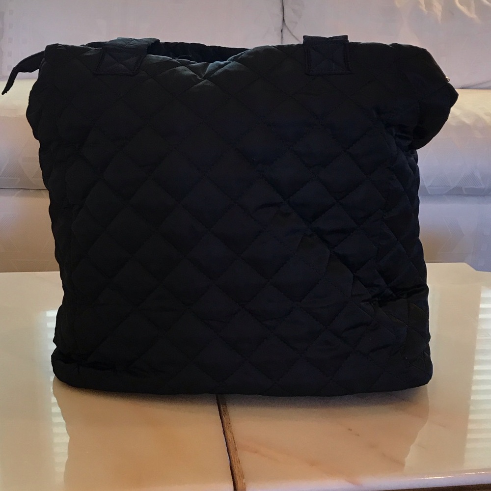 Quilted Black Tote Bag